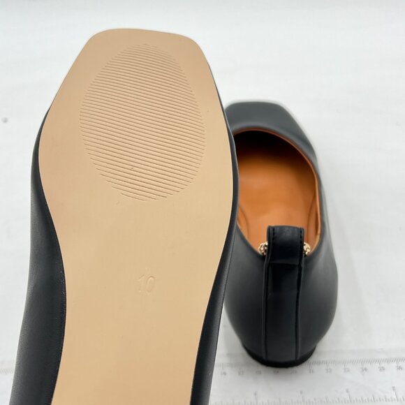 Wo Wagas Black Chains Pumps Metal Ankle Strap Flats Square Toe Shoe Party Dating - Picture 6 of 8